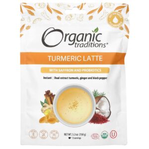 Organic Traditions Latte de Cúrcuma com Açafrão e Probióticos 150 g (53 oz)