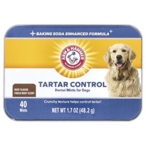 Arm & Hammer Petiscos para Controle do Tártaro em Cães Aroma de Menta Fresca Carne Bovina 40 Petiscos 482 g (17 oz)