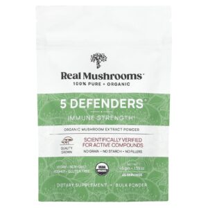 Real Mushrooms 5 Defenders Extrato de Cogumelo Orgânico em Pó 45 g (159 oz)