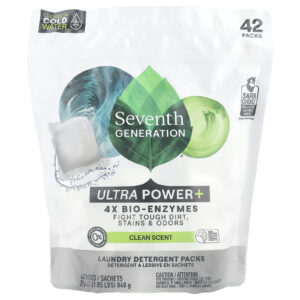 Seventh Generation Pacotes de Detergente para Roupas Ultrapotência + Aroma de Limpeza 42 Pacotes 840 g (296 oz)