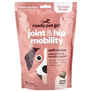 Ready Pet Go Mobilidade das Articulações e do Quadril Para Cães Todas as Idades Frango Grelhado 90 Cápsulas Mastigáveis 450 g (159 oz)