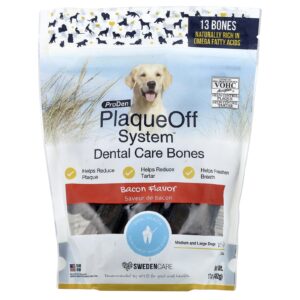 ProDen PlaqueOff System™ Bones para Higiene Dental Para Cães de Médio e Grande Porte Bacon 13 Bones 482 g (17 oz)