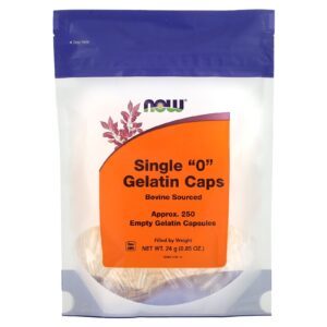 NOW Foods Cápsulas de Gelatina "0" Individuais Aprox. 250 Cápsulas de Gelatina Vazias 24 g (085 oz)