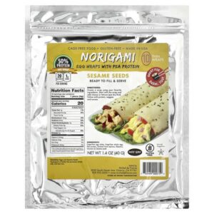 Norigami Wraps de Ovo com Proteína de Ervilha Sementes de Gergelim 10 Wraps Finos 40 g (14 oz)