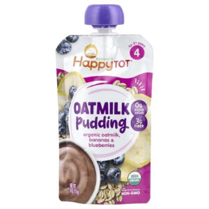 Happy Family Organics Happy Tot® Pudim de Aveia Para Maiores de 2 Anos Leite de Aveia Orgânica Bananas e Mirtilos 113 g (4 oz)
