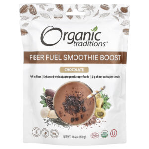 Organic Traditions Fiber Fuel Smoothie Boost Chocolate 300 g (106 oz)