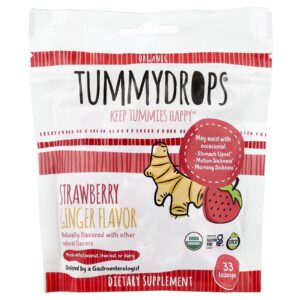 Tummydrops Gengibre e Morango Orgânicos 33 Pastilhas