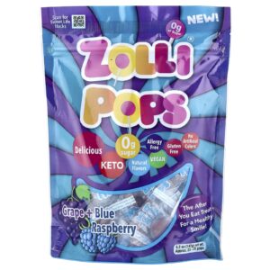 Zollipops The Clean Teeth Pops Uva + Framboesa Azul Aprox. 23 a 25 pops 52 oz
