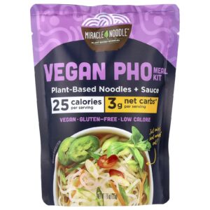 Miracle Noodle Kit de Refeições Vegana Pho Macarrão à Base de Plantas + Molho 215 g (76 oz)