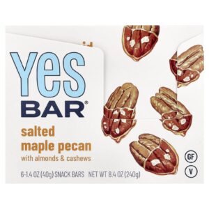 Yes Bar Barras para Lanche Pecã Salgado com Xarope de Bordo 6 Barras 40 g (14 oz) Cada