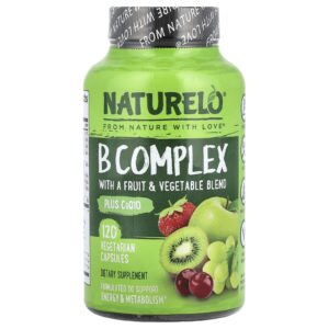 NATURELO Complexo B com Mistura de Frutas e Vegetais além de CoQ10 120 Cápsulas Vegetarianas
