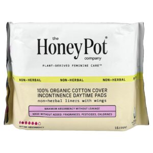 The Honey Pot Company Cobertura de 100% Algodão Orgânico Absorventes para Incontinência Diurna 16 unidades
