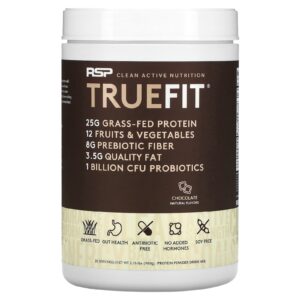 RSP Nutrition Truefit Shake de Proteína de Whey de Gado Criado no Pasto Chocolate 940 g (2 lbs)