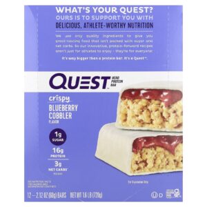 Quest Nutrition Barra de Proteína Hero Torta de Mirtilo Crocante 12 Barras 60 g (212 oz) Cada