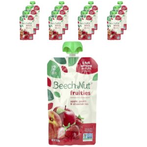 Beech-Nut Fruidades Mais de 6 Meses Maçã Pêssego e Morangos 12 Sacos 99 g (35 oz) Cada