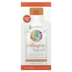 Youtheory Colágeno Líquido Fruto Silvestre Natural 12 Tubos de Líquido 30 ml (1 fl oz) Cada
