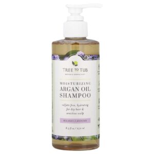 Tree To Tub Shampoo Hidratante de Óleo de Argão Para Cabelos Secos e Couro Cabeludo Sensível Lavanda Relaxante 250 ml (85 fl oz)