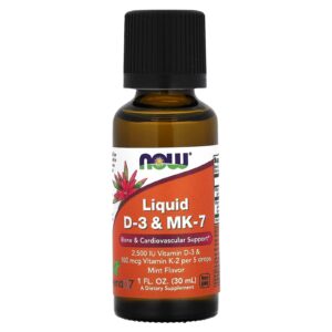 NOW Foods D-3 e MK-7 na Forma Líquida Menta 30 ml (1 fl oz)