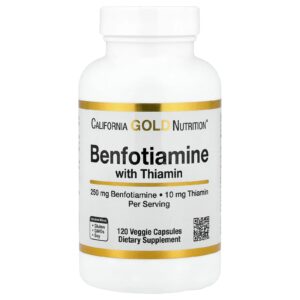 California Gold Nutrition Benfotiamina com Tiamina 250 mg 120 Cápsulas Vegetais