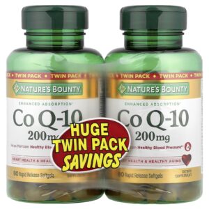 Natures Bounty Co Q-10 Embalagem Dupla 200 mg 2 Frascos 80 Cápsulas Softgel de Liberação Rápida Cada