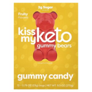 Kiss My Keto Ursinhos em Gomas Cetogênicas Frutadas 12 Saquinhos 23 g (079 oz) Cada