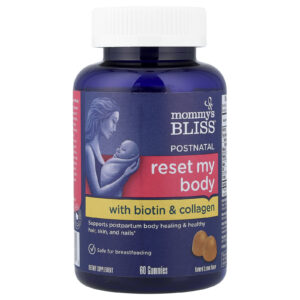 Mommys Bliss Pós-natal Redefinição do Corpo Com Biotina e Colágeno Sabor Limão Natural 60 Gomas