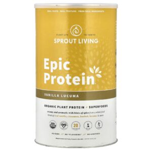Sprout Living Epic Protein® Proteína Vegetal Orgânica + Superalimentos Lúcuma de Baunilha 912 g (2 lb)