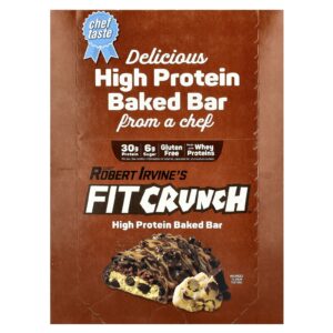 FITCRUNCH Barra Assada com Alto Teor de Proteína Massa de Biscoito com Lascas de Chocolate 12 Barras 88 g (31 oz) Cada