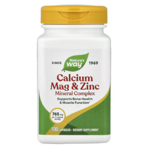 Natures Way Magnésio de Cálcio e Complexo Mineral de Zinco 765 mg 100 Cápsulas (255 mg por Cápsula)