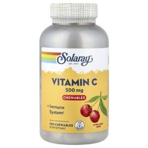 Solaray Comprimidos Mastigáveis de Vitamina C Cereja Natural 100 Comprimidos Mastigáveis