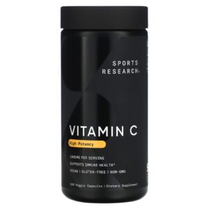 Sports Research Vitamina C de Alta Potência 1.000 mg 240 Cápsulas Vegetais