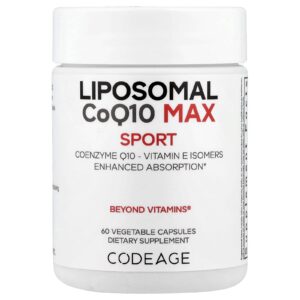 Codeage CoQ10 MAX Lipossomal Coenzima Q10 Isômeros de Vitamina E Absorção Aprimorada 60 Cápsulas