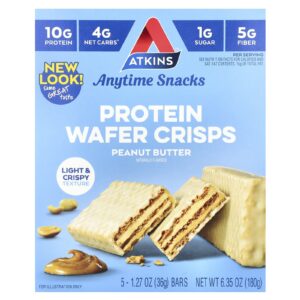 Atkins Lanches a Qualquer Momento Barras de Wafer de Proteína Manteiga de Amendoim 5 Barras 36 g (127 oz) Cada