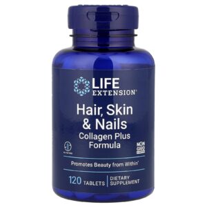 Life Extension Cabelo Pele e Unhas Fórmula de Colágeno Plus 120 Comprimidos
