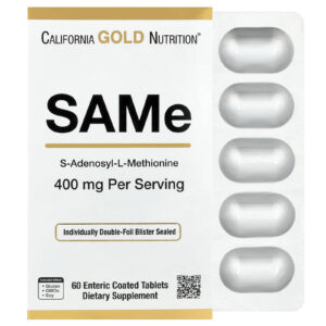 California Gold Nutrition SAM-e (Tosilato de Dissulfato) 400 mg 60 Comprimidos com Revestimento Entérico