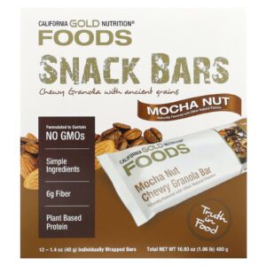 California Gold Nutrition Foods Barras de Granola com Frutos Secos e Mocha 12 Barras 40 g (14 oz) Cada