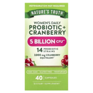 Natures Truth Probiótico + Cranberry para Mulheres 40 Cápsulas Vegetarianas