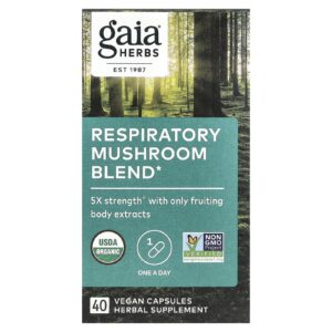 Gaia Herbs Mistura de Cogumelos Respiratórios 40 Cápsulas Veganas