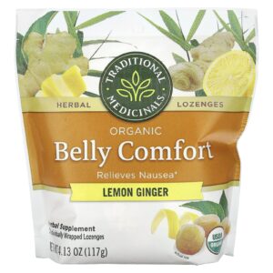 Traditional Medicinals Belly Comfort Orgânico Limão Gengibre 30 Pastilhas Embaladas Individualmente