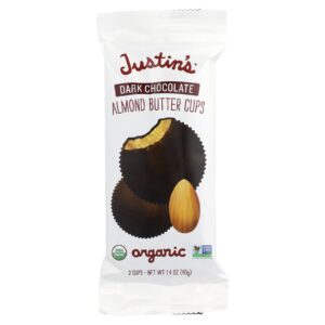 Justins Nut Butter Copos de Manteiga de Amêndoa e Chocolate Amargo Orgânico 2 Copos 40 g (14 oz)
