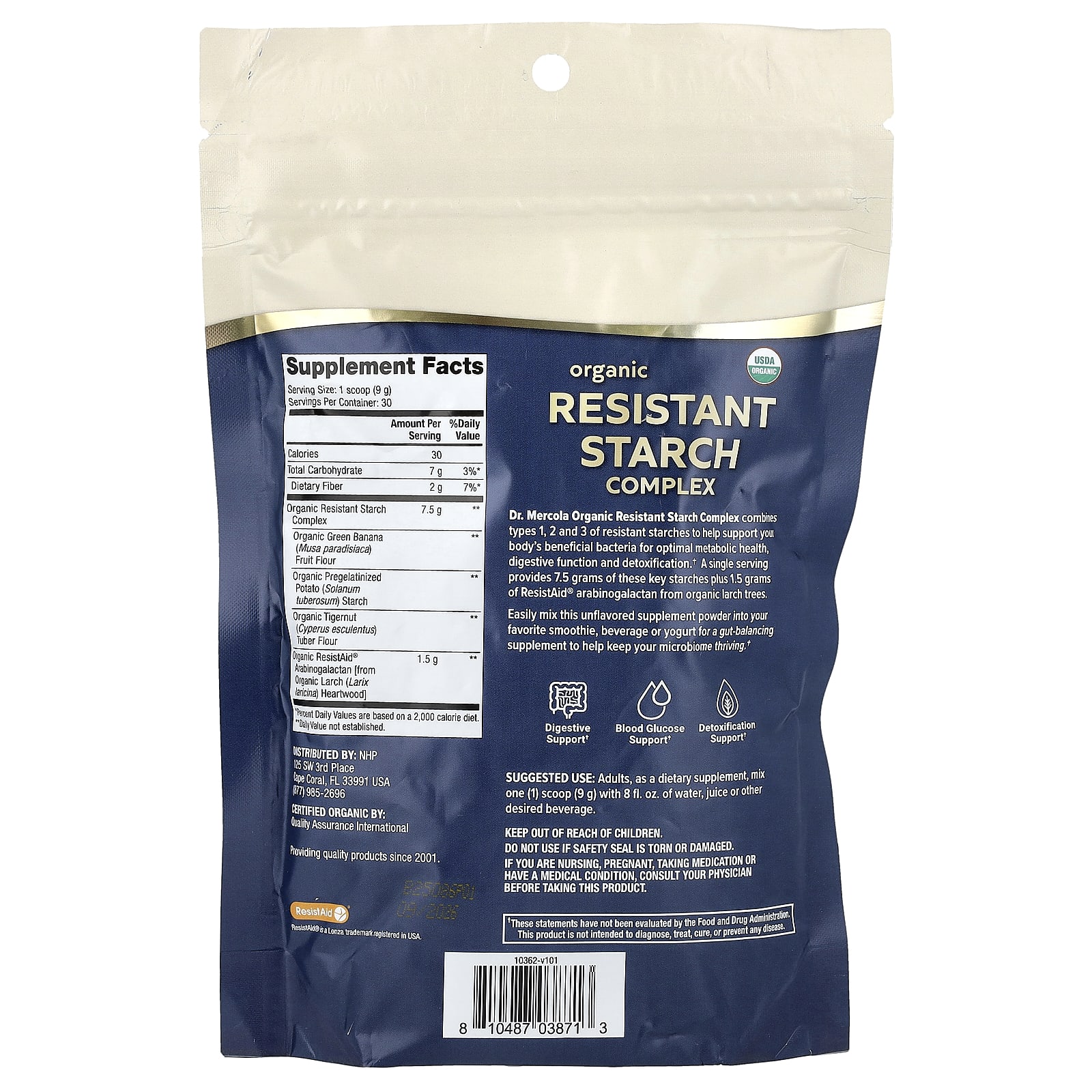 Dr. Mercola Complexo de Amido Resistente Orgânico Sem Sabor 270 g (952 oz) - Imagem 2