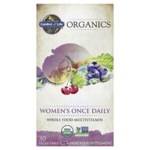 Garden of Life Organics Womens Once Daily Multivitamínico Integral 30 Comprimidos Veganos
