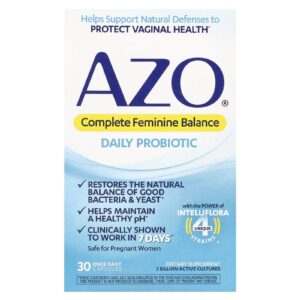 AZO Complete Feminine Balance Probiótico Diário 5 Bilhões 30 Cápsulas Uma Vez ao Dia