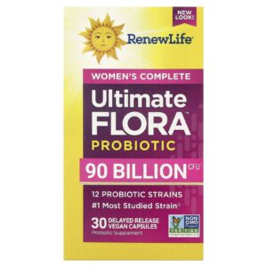 Renew Life Womens Complete Probiótico Ultimate Flora™ 30 Cápsulas Veganas de Liberação Retardada