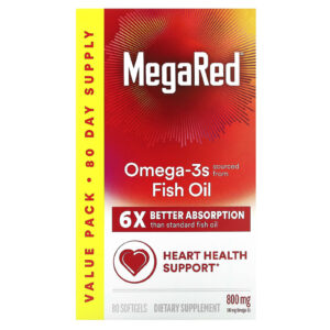 Schiff MegaRed Óleo de Peixe Ômega-3 Baunilha 800 mg 80 Cápsulas Softgel