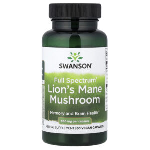 Swanson Cogumelo Juba-de-leão Full Spectrum® 500 mg 60 Cápsulas Veganas