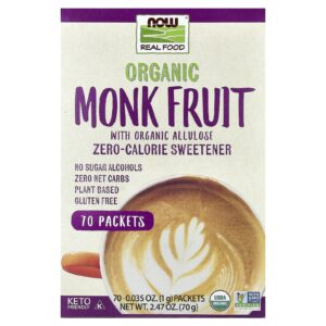 NOW Foods Fruta-dos-Monges Orgânicas Adoçante de Zero Calorias 70 Embalagens 1 g (0035 oz) Cada