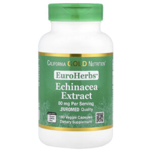 California Gold Nutrition EuroHerbs™ Extrato de Echinacea Qualidade Euromed 80 mg 180 Cápsulas Vegetais