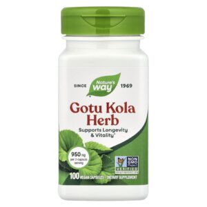 Natures Way Erva Gotu Kola 100 Cápsulas Veganas (475 mg por Cápsula)