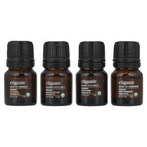Cliganic The Basics Conjunto de Óleos Essenciais para Aromaterapia Conjunto com 4 Unidades